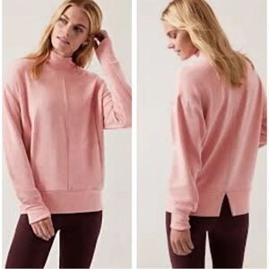 Athleta‎ Apollo Mock Crewneck Sweatshirt Conch Pink Heather Size Small